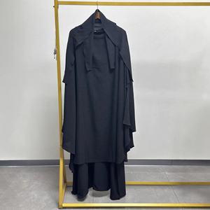 控えめなトルコサウジエレガントジルバブ<span class=keywords><strong>Hijab</strong></span> Khimarセットスカート付き2枚無地プレミアムクレープ服セット女性用S443 - Product Image 6