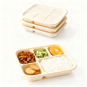 ภาชนะใส่อาหารแบบใช้แล้วทิ้งสำหรับใส่อาหารเข้าไมโครเวฟได้<span class=keywords><strong>2</strong></span> <span class=keywords><strong>3</strong></span> 4 5ช่องย่อยสลายได้650ml-1500l ทำจากแป้งข้าวโพด - Product Image 1