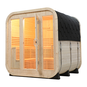 Sauna Exterior Cuadrada de Pino Blanco para 4-6 Personas con Calentador Eléctrico, Material Nuevo - Product Image 1