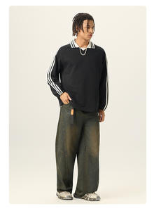 Suéter Unisex <span class=keywords><strong>de</strong></span> Algodón Relajado para Otoño, 380g, <span class=keywords><strong>Cuello</strong></span> Alto, Manga Larga, Color en Contraste, para Oficina y Uso Diario, Impresión Digital - Product Image 2