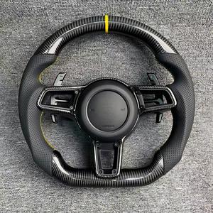Volante de Fibra de Carbono con Doble Detalle Amarillo a <span class=keywords><strong>Precio</strong></span> de Fábrica, Compatible con Todos los Modelos de <span class=keywords><strong>Porsche</strong></span> <span class=keywords><strong>Cayenne</strong></span> 911 Panamera - Product Image 4
