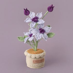 Decoración para el Hogar y el Automóvil, Maceta Tejida a Mano con Flores de Lana, Maceta de Ganchillo - Product Image 5