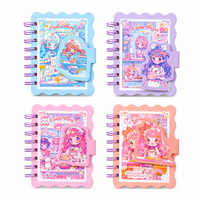 Carnet spirale A7, 80 feuilles, couleur intégrale, bords ondulés, 4 motifs de filles anime, mini format de poche, papeterie étudiante, vente en gros