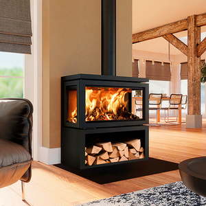 Caminetto Moderno in Acciaio a Legna, Stufa Autonoma da Interno con Fiamma Reale e Controllo Termostatico per Riscaldamento Domestico - Product Image 3