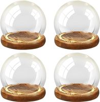 Noël DIY Verre Clair Dôme Souvenir Globe Vitrine avec Base En Bois Clair Décoratif Globe De Neige Kit Plante Terrarium Décor