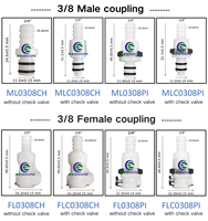 Raccord rapide en plastique à grand débit 3/8'' à basse pression, en POM de haute qualité pour connecteur de pipeline d'instrument de pulvérisation cosmétique