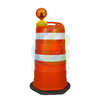 Fût de signalisation routière en polyéthylène haute densité, orange, avec bande réfléchissante, base lourde, anti-collision