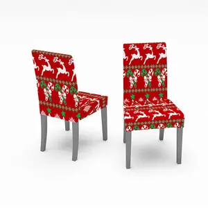 홈 크리스마스 장식 산타 클로스 멀티 컬러 시트 커버 폴리 에스터 스판덱스 디지털 인쇄 크리스마스 의자 커버