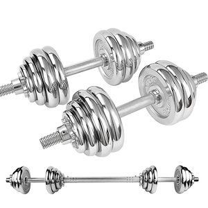 Ensemble d'haltères en <span class=keywords><strong>fonte</strong></span> chromée de haute qualité, poids libres, 50 kg, haltères réglables électro-plaqués, disques de barre, portables, durables - Product Image 4