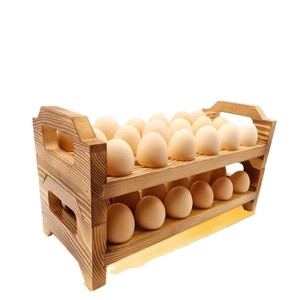 Estante de Almacenamiento de Huevos de Madera de 2 Niveles Apilable, Organizador de Cocina de Color Natural, Seguro para Alimentos - Product Image 5