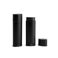 Tube de baume à lèvres ovale 0,15 oz 4,5 ml, en plastique noir mat, blanc ou transparent, vide, avec applicateur rotatif, pour écran solaire, soins de la peau, rouge à lèvres