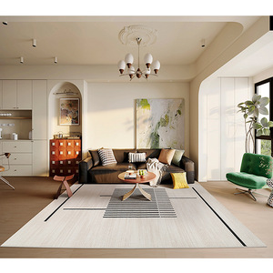 Alfombra Moderna Rectangular Impermeable y Lavable, Tejido Wilton, Diseño Abstracto, para Sala de Estar y Sofá - Product Image 1