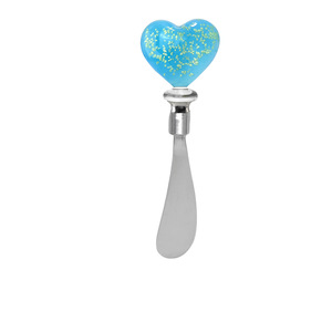 Valentine's Day Blue Crystal Heart Butter Knife Food Grade Zinc Alloy Spatula For Cheese Cake Spread - Product Image 3