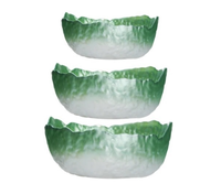 Ensemble de 3 bols décoratifs écologiques de style européen sans plomb et de forme irrégulière à bord doré résistant à la chaleur pour céréales