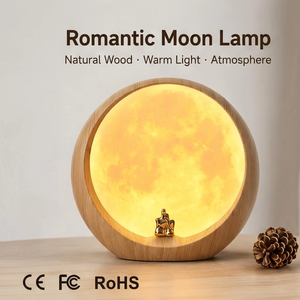 Lampada Notturna LED a Forma di Luna, Luce Ambientale Ricaricabile con Statuetta di Coppia, Luce Bianca Calda per Camera da Letto, Hotel, Regalo - Product Image 1