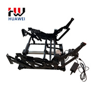 Mécanisme de fauteuil inclinable électrique avec cadre métallique, moteur, adaptateur secteur et quincaillerie multi-liens pour fauteuil inclinable pliant en fer