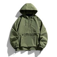 DUOLLB Vestes coupe-vent unies en nylon personnalisées Vêtements d'automne pour hommes Pullover vintage de marque Veste coupe-vent imperméable pour hommes