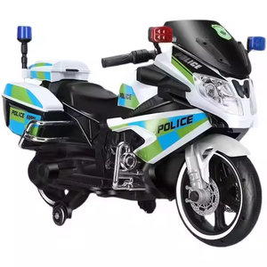 2023 nouvelle <span class=keywords><strong>moto</strong></span> de police blanc vert <span class=keywords><strong>6V</strong></span> deux roues jouet de voiture pour enfants à piles avec lumière d'alarme - Product Image 1