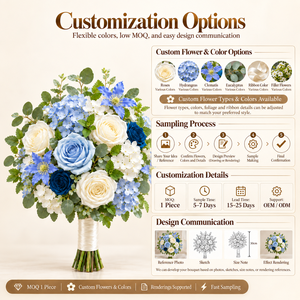 Bouquet de mariée de luxe élégant, artificiel, blanc, <span class=keywords><strong>orchidée</strong></span> et rose bleue, fait main, style européen, pour Thanksgiving et remise de diplôme - Product Image 6