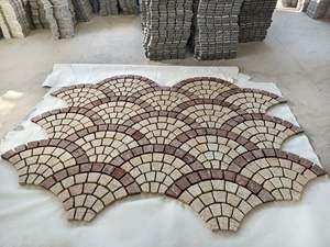 Dalles de pavage en granit rouge violacé et jaune, <span class=keywords><strong>moins</strong></span> chères, à motif naturel en éventail, flammées sur quatre côtés, pour allée, jardin, passerelle et autres - Product Image 4