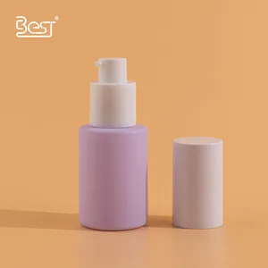 Cute Mini Size Matte Purple Cosmetic Packaging Containers 30ml Essential Oil Glass Bottle With Pump