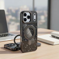 Fabricant chinois d'étuis de téléphone, étui de téléphone magnétique transparent en TPU avec paillettes de qualité supérieure, avec béquille pour iPhone 17 16 15 Pro Max