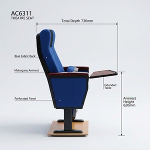Chaises de théâtre modernes en tissu mousse haute densité avec tablette d'écriture pour salles de formation scolaires et hospitalières - Product Image 3