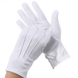Gants de cérémonie en coton blanc pour costume de smoking, garde d'honneur, avec fermoir à bouton-pression et porte-monnaie, pour usage sportif et extérieur, respirants, lot de quatre - Product Image 2
