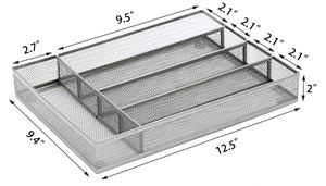 Kitchen <b>Drawer</b> Organizer Flatware Organizer <b>Drawer</b> Dividers with <b>6</b> Compartment Silverware Organizer Metal Mesh Cutlery Tray - Product Image 3