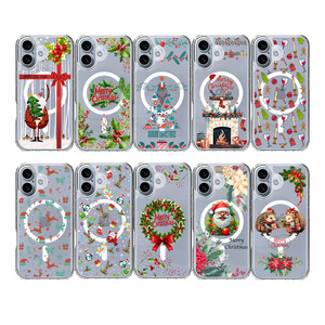 <span class=keywords><strong>Coque</strong></span> de téléphone portable à thème de Noël mignon pour <span class=keywords><strong>iPhone</strong></span> 16 Plus 17 Air Pro Max, <span class=keywords><strong>coque</strong></span> transparente magnétique antichoc, <span class=keywords><strong>coque</strong></span> arrière - Product Image 1