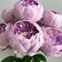 Fleurs Artificielles en Gros, Fleurs en Soie Blanches et Roses Effet Naturel, Pivoines Artificielles à 7 Têtes, Fleurs Artificielles en Soie