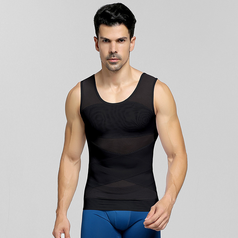 Men's Tummy-Control Seamless Shaping Vest (Z028): fabric stretch, recovery and seam construction reference
