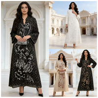 Robe Abaya Traditionnelle Brodé(e) en Polyester – Style Décontracté pour Mariage ou Aïd – Vêtement Islamique Respirant