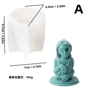 Halloween Silicone <b>Candle</b> <b>Mold</b> Skull Figure Customizable Shape For DIY <b>Candle</b> Making Kits Transparent White - Product Image 2