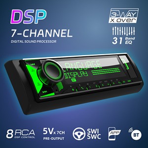 Autoradio DSP MP3 12V Mono-DIN Bluetooth 6.0 Mains Libres RDS FM AM 8 RCA 7 Canaux Égaliseur 31 Bandes USB AUX - Product Image 1