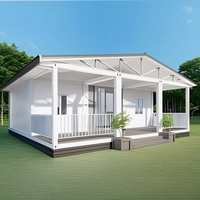 Maison conteneur extensible préfabriquée à double aile de 20 pieds, portable, durable et résistante aux intempéries, pour logement temporaire