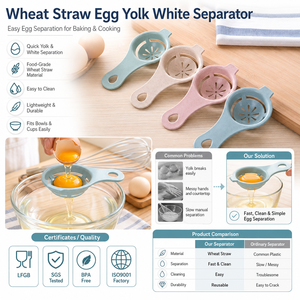 Separador de Yema y Clara de <span class=keywords><strong>Huevo</strong></span> de Paja de Trigo con Logotipo Personalizado, Herramienta de Cocina Ecológica, Venta al Por Mayor Directa de Fábrica para Marca Privada - Product Image 1