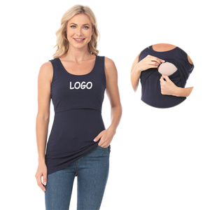 Camiseta de maternidad con logotipo personalizado, camisola de <span class=keywords><strong>lactancia</strong></span> de algodón elástico, camiseta sin mangas de <span class=keywords><strong>lactancia</strong></span> para mujer para <span class=keywords><strong>lactancia</strong></span> - Product Image 1