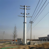 Poteau électrique tubulaire en acier galvanisé à chaud de 10m, 11m, 12m, 15m, 18m, 20m, 25m, poteau utilitaire 10kV-220kV