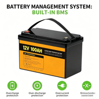 SUPSRSAFE 12V 24V 48V 100Ah 200Ah 5KWh 10KWh 8000-Cycle RV Caravan Lifepo4 Baterai Rumah Lithium Ion Pack T30 -20~60
