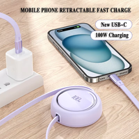 Actualización 100W 1M retráctil USB tipo C Cable de carga de datos TPE Compatible para uso móvil del teléfono incluida la transferencia de archivos