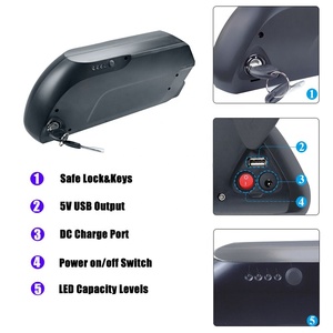 Batería de litio de tubo descendente 36V 10.4Ah 13Ah 15Ah 18Ah 21Ah Bicicletas eléctricas para <span class=keywords><strong>motor</strong></span> de 250-500W con base y cargador - Product Image 5