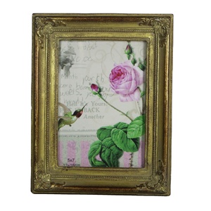 Wholesale <strong>Shabby</strong> <strong>Chic</strong> <strong>Picture</strong> <strong>Frame</strong> in Swept Gold Resin Sculpture for Home Decoration Fits 5x7 Photos - Product Image 1