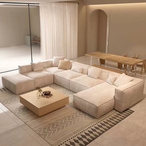 Sofá seccional minimalista de 7 plazas en forma de U, muebles modernos para sala de estar, sofás modulares de tela en forma de <span class=keywords><strong>L</strong></span> de estilo Simple - Product Image 2