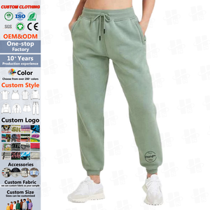 Top Jogger Pantalones <span class=keywords><strong>verde</strong></span> claro 310gsm polar mujeres pantalones de chándal al por mayor pantalones de chándal sueltos personalizados Puff impresión Logo - Product Image 1