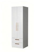 Armoire à vêtements autoportante moderne en acier, placard métallique laminé à froid avec 2 tiroirs pour le rangement des chambres d'appartements et d'hôtels
