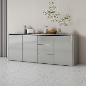 <span class=keywords><strong>Buffet</strong></span> de cuisine <span class=keywords><strong>gris</strong></span> en verre trempé moderne peu encombrant Armoire de rangement pour salon, salle à manger, meubles d'hôtel - Product Image 1