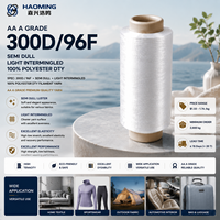 Filament de polyester DTY 100% de qualité AA 300D/96F semi-mat légèrement entrelacé blanc brut pour tricotage, tissage et tissus épais