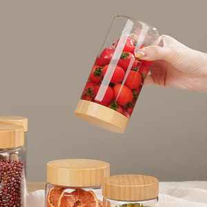 Pot en verre hermétique vide de 300 ml, 480 ml, 750 ml avec couvercle à vis en bambou, 16 oz, pour salade, yaourt, collations, épices, fruits secs - Product Image 2