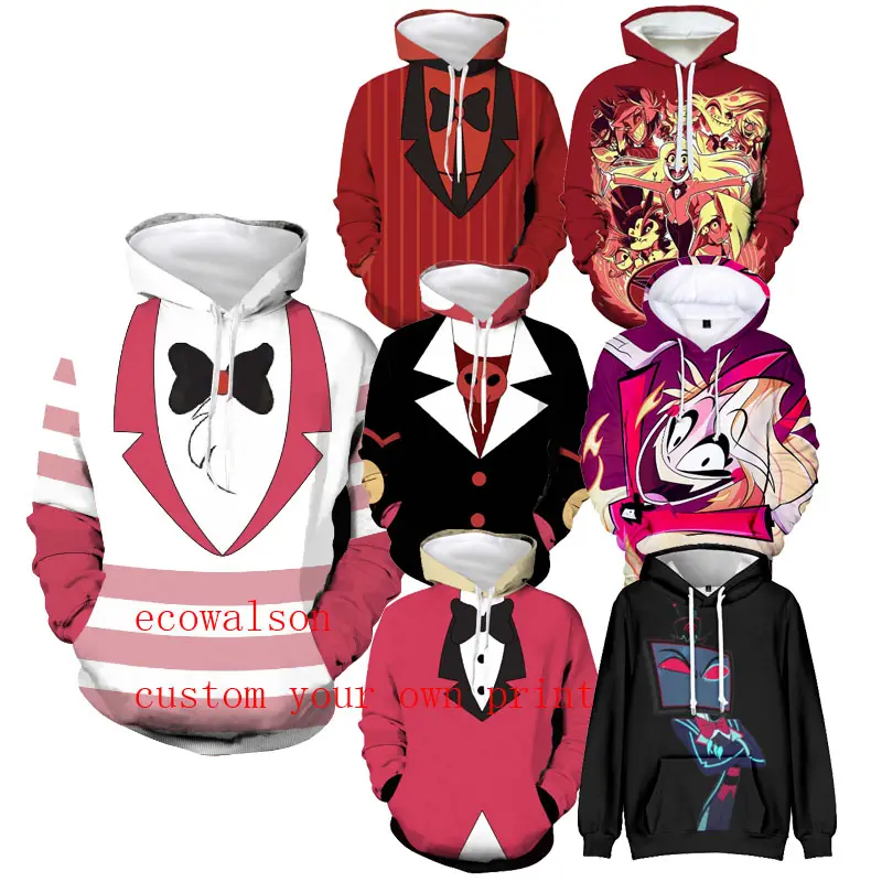 Ecowalson Hazbin impreso pulóveres 3D Hotel Anime ropa chándal hombres Cosplay disfraz Harajuku Streetwear diario sudaderas con capucha